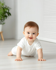 Fototapeta premium Newborn baby with cute behavior