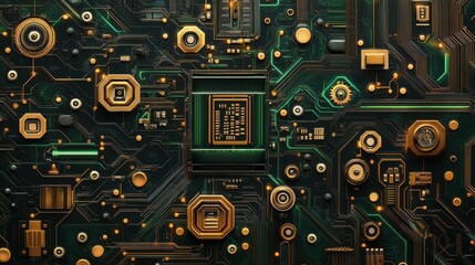 Fototapeta premium Electronic circuit board close up. 