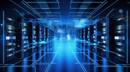 Fototapeta premium network blue data background