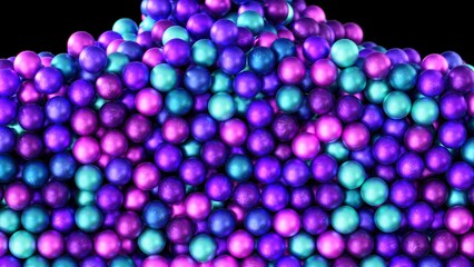 A captivating formation of purple and teal spheres creates an appealing abstract texture, ideal for backgrounds and imaginative digital art in design projects showcasing beauty
