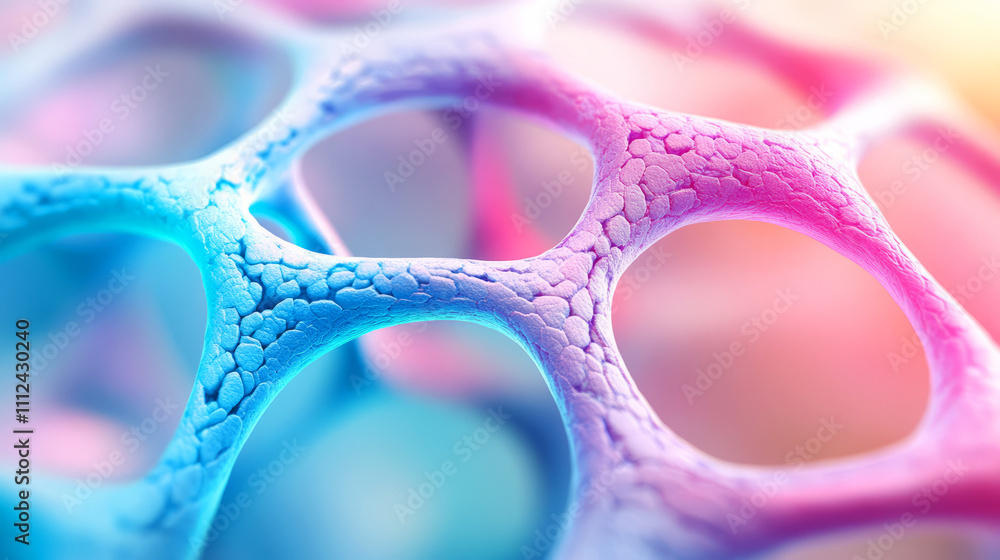 Aufkleber abstract close-up view of colorful biological cell structures with bright background