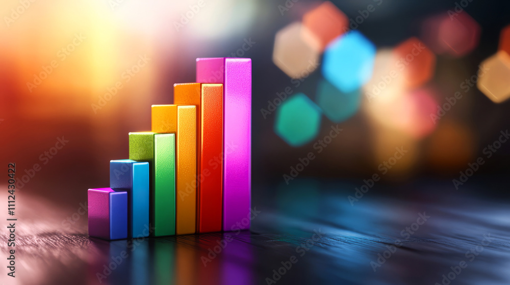 Aufkleber colorful bar graph representation with blurred background and soft bokeh effect