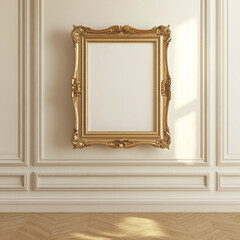template, interior background with an empty frame for a painting in the style of minimalism and conciseness,in a light, white frame and in a dark frame