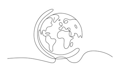 One line art of globe vector art illustration