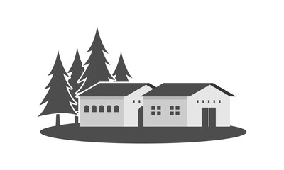 House in the spruce forest design vector