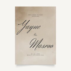 Wedding poster for welcome sign. Vector printable wedding props. Flyer design for welcome sign ready to print template.