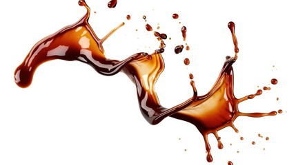 Balsamic sauce liquid or soy sauce splash isolated on white background, food stock photo