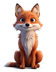 Obraz premium An image of a cartoon red fox, with a bushy tail. No background.