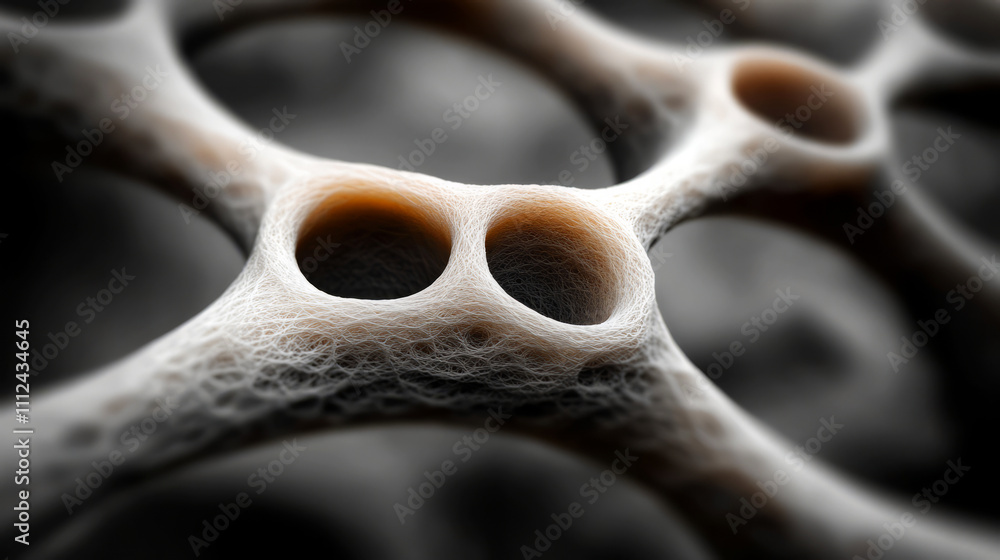 Aufkleber intricate structure of organic material with hollow spaces in macro view of microbiology study