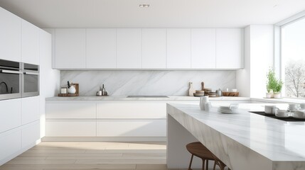 minimalist white background kitchen