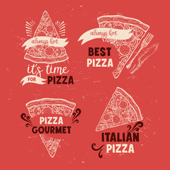 Pizza set of illustrations for food restaurant.