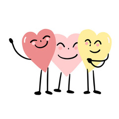 pink heart character action tree hearts are friends  on transparency background