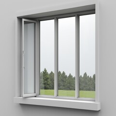 Transparent PNG available
Modern and minimal house window for interior decoration isolated on background, open office glass window frame.