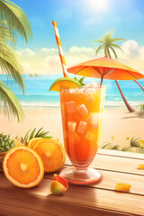 Obraz premium refreshing summer cocktail for the beach Generative AI