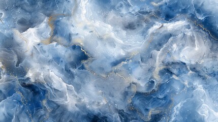 A detailed abstract blue marble pattern with rippling textures, soft curves, and subtle metallic accents