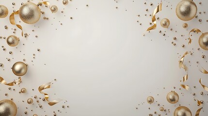 Golden Christmas Ornaments on White