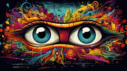 whimsical library book with eyes illustration