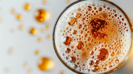 Obraz premium A frothy pint of beer in a clear glass, isolated on white background