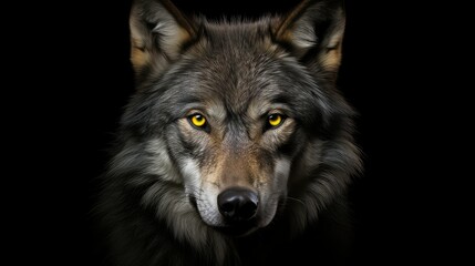Obraz premium majestic wolf black background