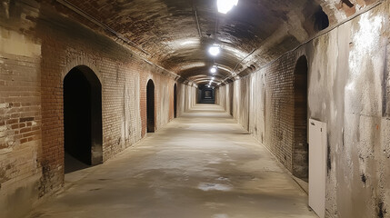 Obraz premium Wejście do sieci podziemnych tuneli pod obronnymi murami, stanowiące istotny element dostępu do ukrytego systemu.