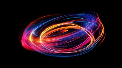 Glow swirl light effect. Circular lens flare. Abstract rotational lines. Power energy element. Luminous sci-fi. Shining neon lights. Magic arena. Swirl trail effect. Glint scene. Dynamic ellipse. 