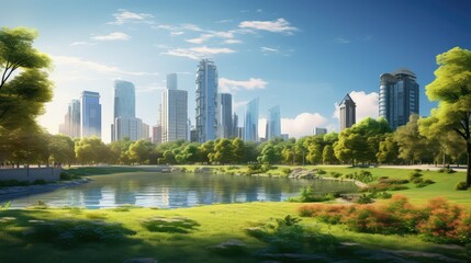 Fototapeta premium park blue sky city