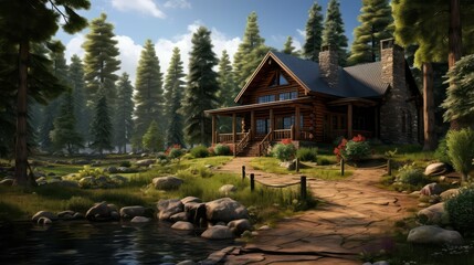 Obraz premium woods outside of houses