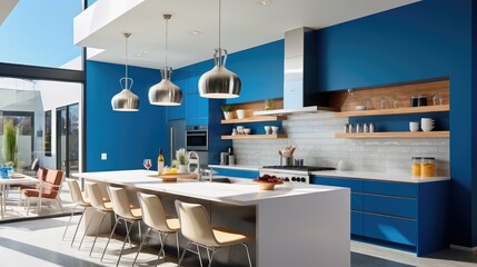 color modern kitchen blue