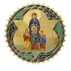 Obraz premium Saint Sophia. Religious decorative sun- dome. Illustration in Byzantine style isolated