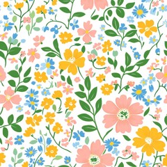 Vetor seamless floral colorful pattern on a white background