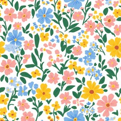 Vetor seamless floral colorful pattern on a white background