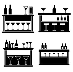 Set Of bar silhouette vector illustration