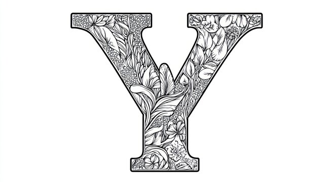 recommend clip art: Floral Letter Y: Intricate Design, Botanical Alphabet