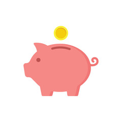 Piggy bank icon. Piggy bank saving money symbol isolated on transparent background, Piggy bank PNG