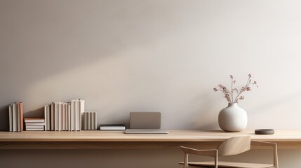 design desk and books