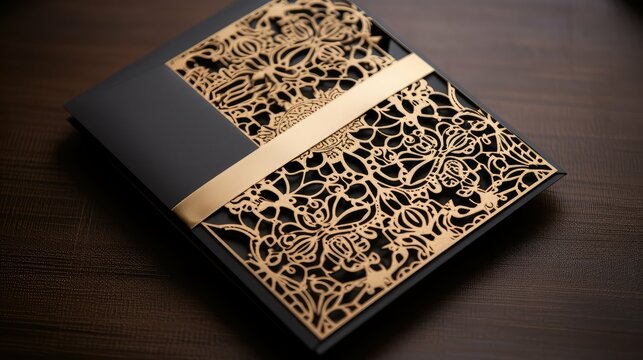 intricate black and gold invitations