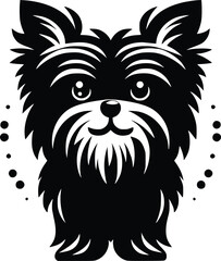 Black and White Illustration of an Affenpinscher Dog