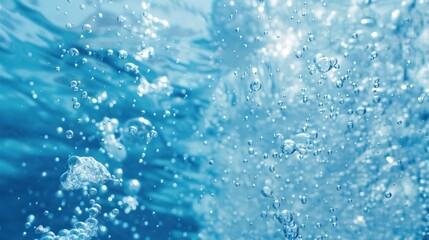 underwater water bubbles on blue background