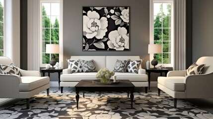 modern vintage black and white flower patterns
