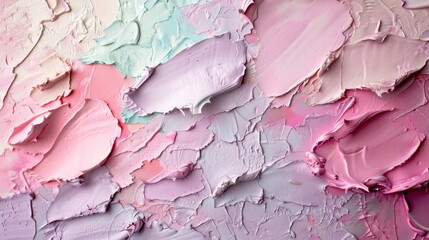A pastel clay background with shades of pink, lavender, and mint, creating a soft, abstract pattern with subtle texture