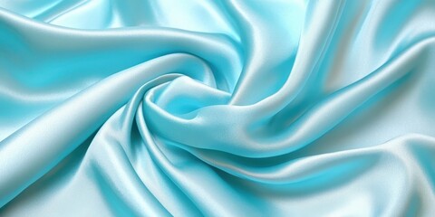 Obraz premium Elegant blue satin fabric with rich folds and soft glowing highlights emphasizing texture.