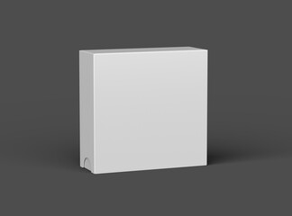 Rendered image of a square sliding drawer box on a dark background