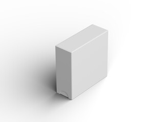 Rendered image of a square sliding drawer box on a light background