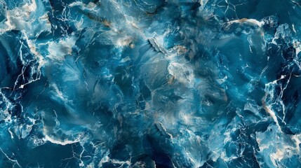 Obraz premium A rich blue marble texture with swirls of white and teal, forming an artistic, flowing background pattern