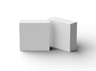 Rendered image of a square sliding drawer box on a light background
