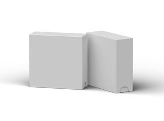 Rendered image of a square sliding drawer box on a light background