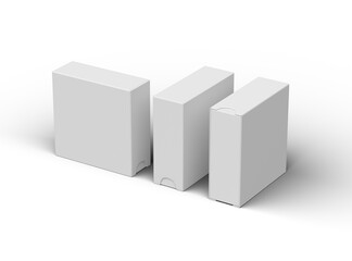 Rendered image of a square sliding drawer box on a light background