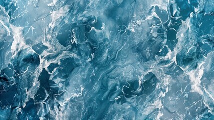 Obraz premium A rich blue marble texture with swirls of white and teal, forming an artistic, flowing background pattern