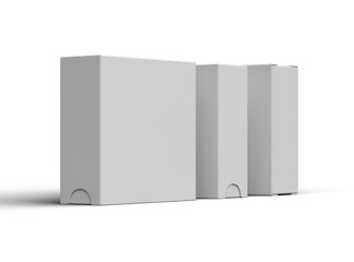 Rendered image of a square sliding drawer box on a light background