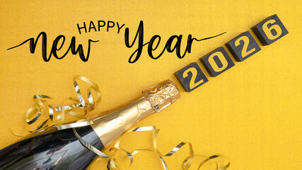 happy new year 2026, silvester, new year's eve party celebration greeting card with text -...